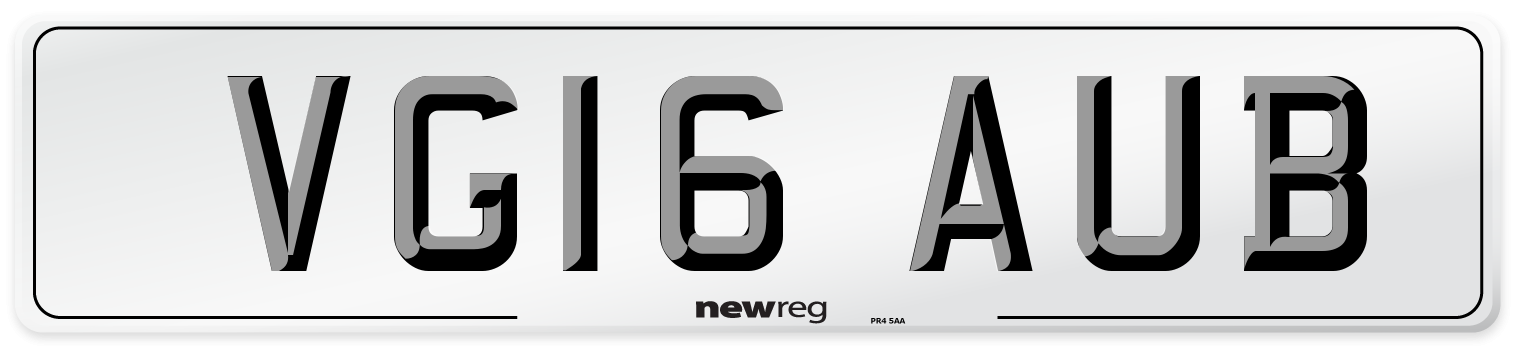 VG16 AUB Number Plate from New Reg